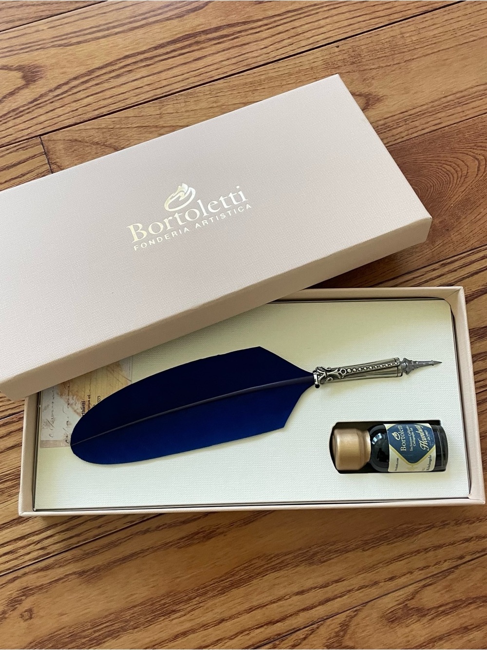 Bortoletti Fonderia Artistica Blue Feather/Quill Pen & Ink